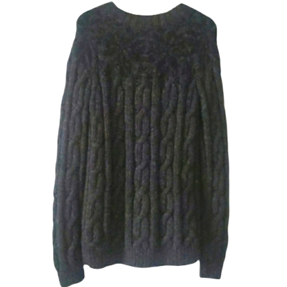 ALLSAINTS Spitalfields Hand Knit Wool Blend Sweater CharcoalGrey Black ButtonDwn - Picture 12 of 17